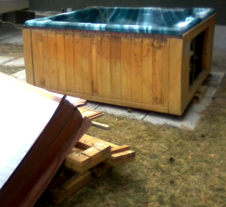 Unused hot tub ready to be removed